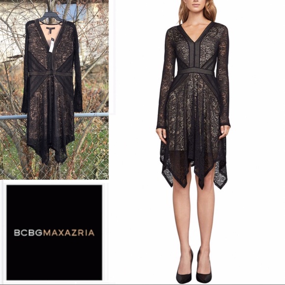 BCBGMaxAzria Dresses & Skirts - NWT BCBG Cocktail Black Lace Handkerchief